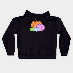 Cute Pumpkins Design in Orange, Blue, Green and Purple Kids Hoodie